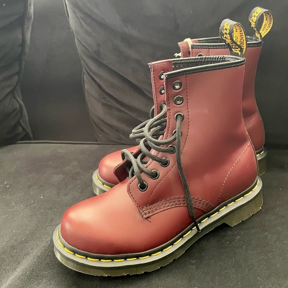 Cherry Red 1460 Smooth Leather Lace Up Boots - Picture 4 of 7